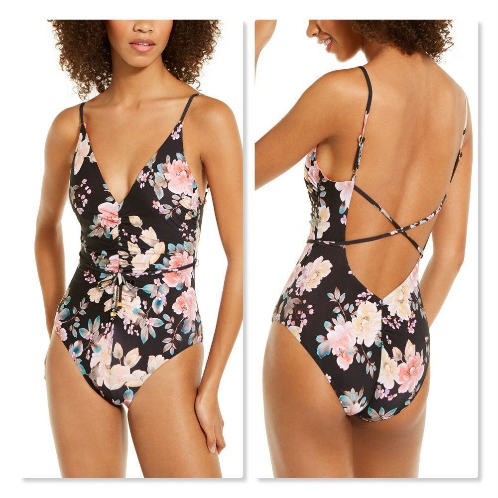 Becca First Date Printed Shirred One-Piece - NEW